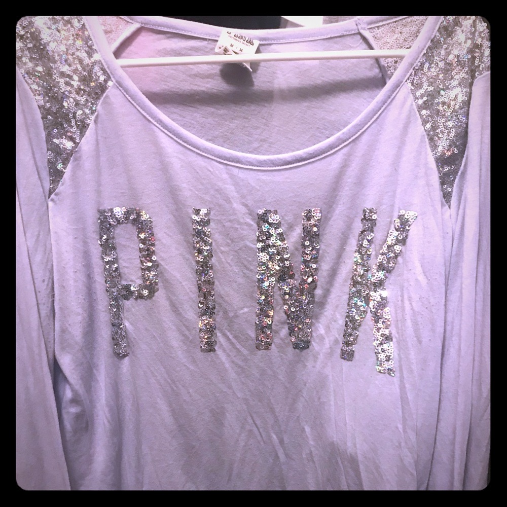 VS PINK Lilac Rhinestone Long Sleeve Light Weight